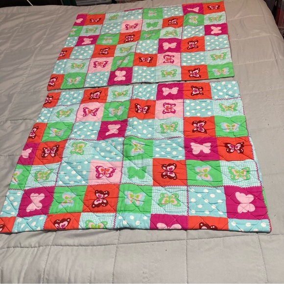 LAURA ASHLEY Quilted Standard Shams Cotton Butterflies Polka Dots Set of 2 - Picture 12 of 16